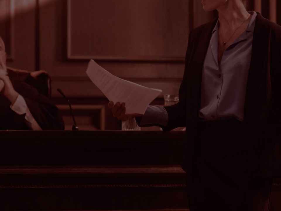 Woman speaking in court room